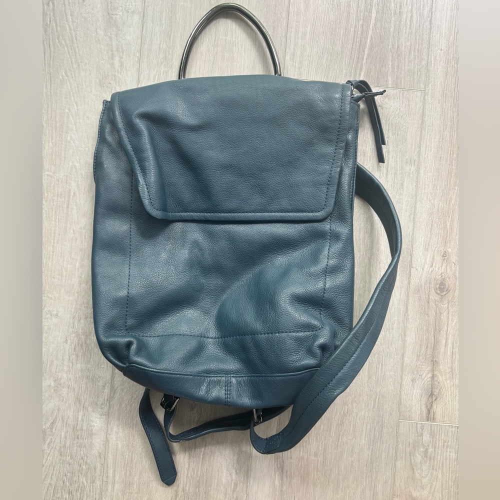 Kooba Blue Leather Backpack with Metal Handle